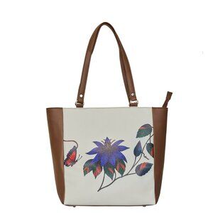 Printed Genuine Leather Shoulder Tote Bag for Ladies–Handbag Purse for Daily Use